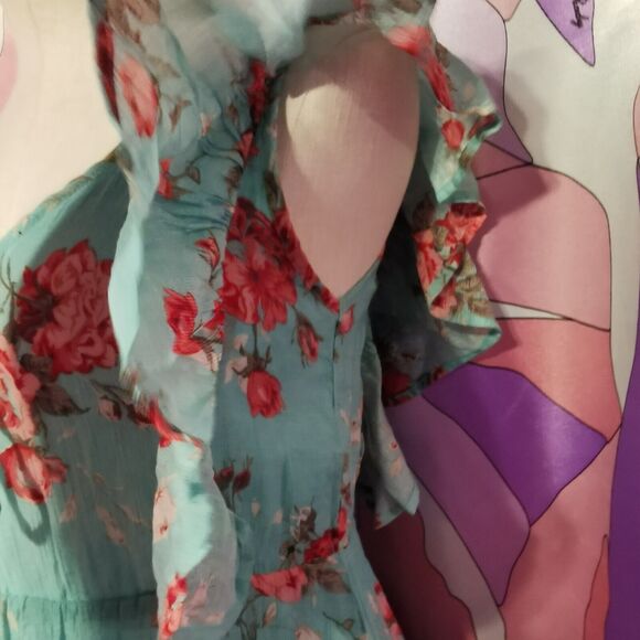 Cecil McBee Maxi Dress Size Small Floral Green Rose Gyaru Y2K Harajuku Kawaii S - Picture 8 of 13